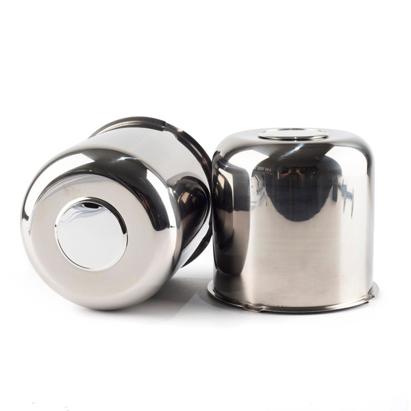 Rheedal 2Pcs 5.15inch Stainless Trailer Wheel Center Caps Push Through 5.12" Bore 4.95" Tall Top Removable Hub Cap for Truck SUV RV Wheel Rim, Chrome Wheel Cover