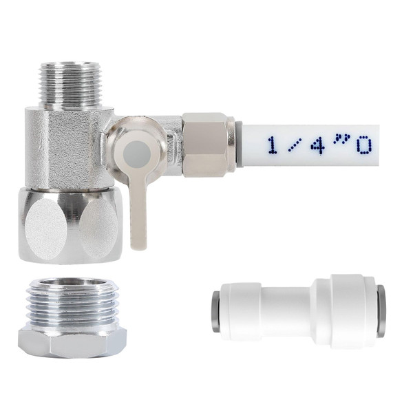 Feed Water Adapter Water Line Splitter,Brass Water Supply Valve,Faucet Valves,Feed Water Adapter for Refrigerators, Ice maker, Reverse Osmosis,RO Water Filter Systems