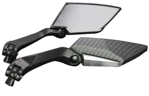 MotorToGo Black Carbon Mini Motorcycle Mirrors for Kawasaki Z1000