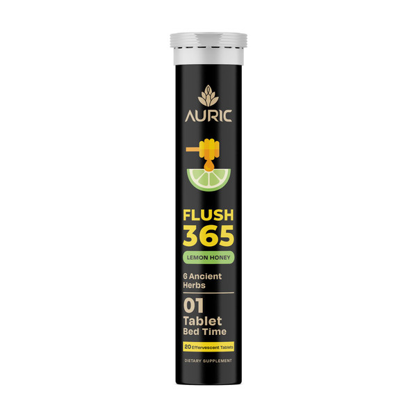 Auric Flush 365 Effervescent Tablets | Herbal Wellness Support Formula | Plant-Based | Honey Lemon Flavor | 20 Tablets