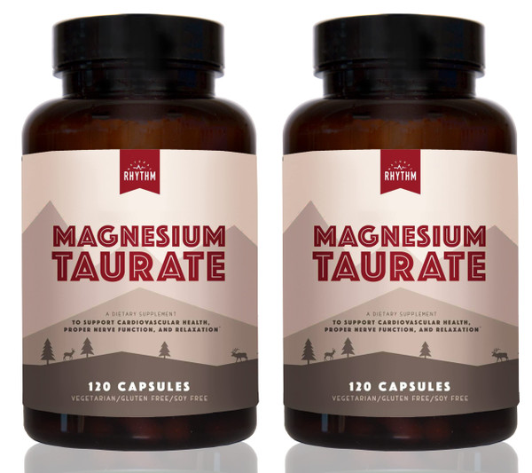 Natural Rhythm Magnesium Taurate, 2-Pack, High Absorption Taurate, 750mg (150mg of Elemental Magnesium) 120 Capsules Per Bottle