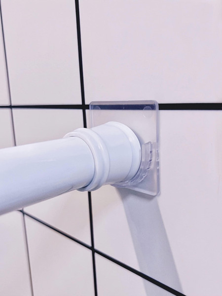 LADYMOON Adhesive Shower Curtain Rod Holder No Drilling,Set of 4,No Slippage Wall Mount Retainer of Shower Rods for Bathroom(Shower Curtain Rod Not Included) Transparent