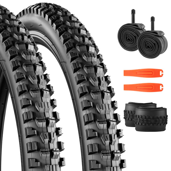 WEEROCK 29 x 2.3 (57-622) MTB Bike Tire Two Pack 29 Inch Tires Folding Bead Replacement Tyre Mountain Bicycle Tires with Inner Tubes for 29" Bicycles, Black