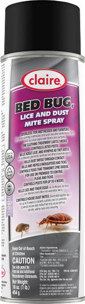 Claire Bed Bug, lice and dust mite spray, 16 oz- 1 Count