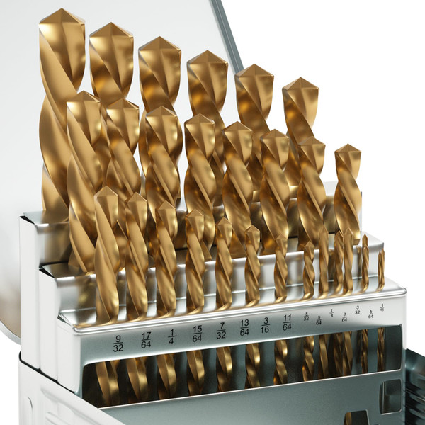 MACXCOIP 29Pcs(1/16"-1/2") Cobalt Left Hand Drill Bit Set Jobber Length