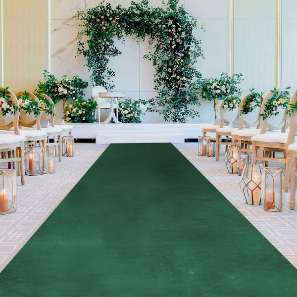 Green Carpet Runner for Party 2.5ft x 15ft Green Velvet Aisle Runner for Wedding Ceremony Outside