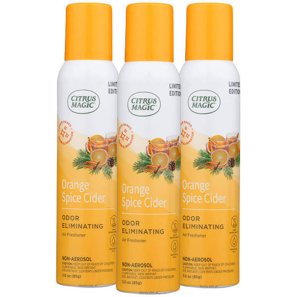 Citrus Magic Air Freshener Spray, Orange Spice Cider, 3 Ounce, Pack of 3