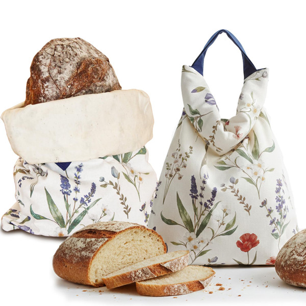 Set of 2 Reusable Zippered Linen Cotton Beeswax Bread Bags for Sourdough XL x 2, to Keep Bread and Food Fresh, All Natural Materials, Homemade Bread Storage, Freezer Safe, Baking Gift