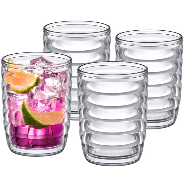 Amazing Abby - Arctic - 16-Ounce Insulated Plastic Tumblers (Set of 4), Double-Wall Reusable Cups, BPA-Free, Shatter-Proof, Dishwasher-Safe