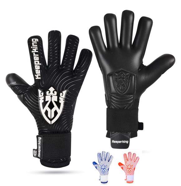 Keeperking Goalkeeper Gloves for Adults Football Gloves Men's Inner Seam Professional Grip 4 mm Secure Fit Unisex (11, Q-White-Neg)
