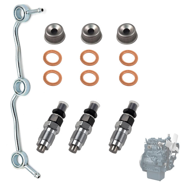 16001-53900 Fuel Injectors and 1G962-42500 Fuel Return Overflow Pipe Compatible with Kubota D722 D782 D902 Parts Replaces 1600153900 1G96242500