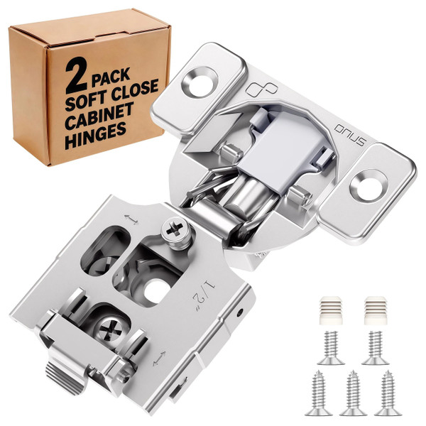Luokim 2-Pack 1/2 Inch Overlay Soft Close Cabinet Hinges 50% Faster Install