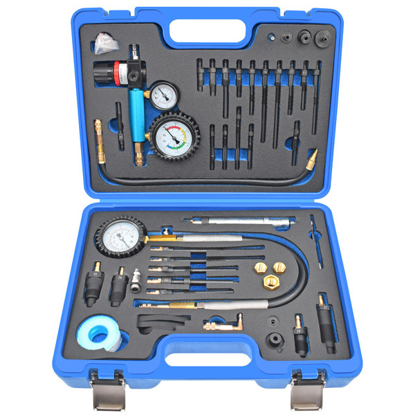 46PCS Compression and Leakage Test with Dual-Scale Diesel Pressure Gauge