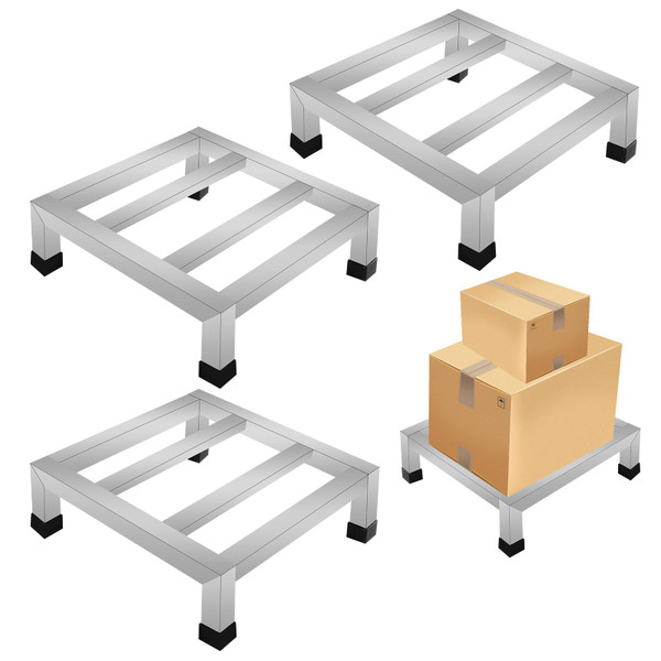 3Pack Stainless Steel Dunnage Rack, 11.8" L x 11.8" W x 3.9" H, No-Assembly