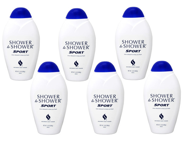 Shower To Shower Powder, 13 oz, Sport, 6-Pack