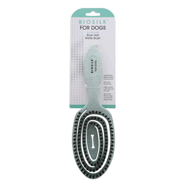 BioSilk for Dogs Eco-Friendly Boar Hair Bristle Brush, Mint Green, Ergonomic Wide-Grip Handle, Removes Loose Hair and Debris, Gentle on Sensitive Skin, All Coat Types