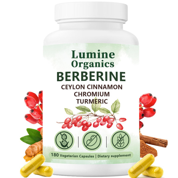 Lumine Organics 1PCSLumine Organics Berberine, Berberine 4 in 1 Complex,Vegan, Non-GMO,180 Capsules (1PCS)