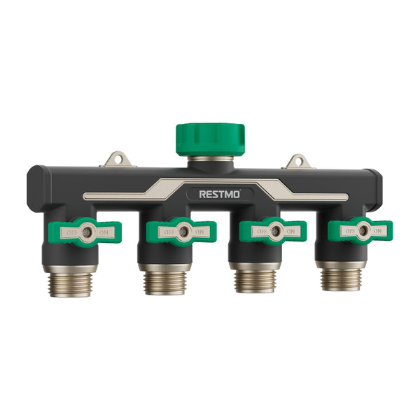 RESTMO Heavy Duty 4 Way Y Garden Hose Splitter Full Metal Body, Green