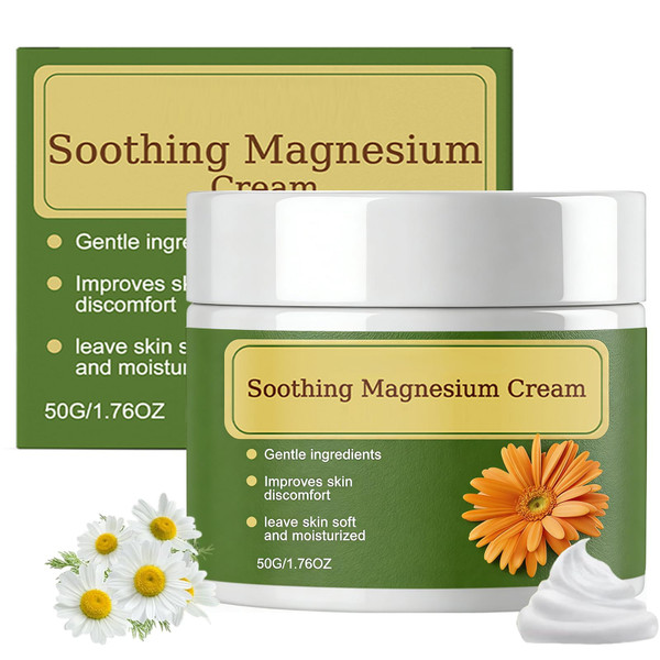 Nerve Relief Magnesium Cream, Magnesium Cream with MSM & Arnica,for Muscle Relaxation, Soothing Relief & Relaxation, Deep Hydration, Daily Body CareCream