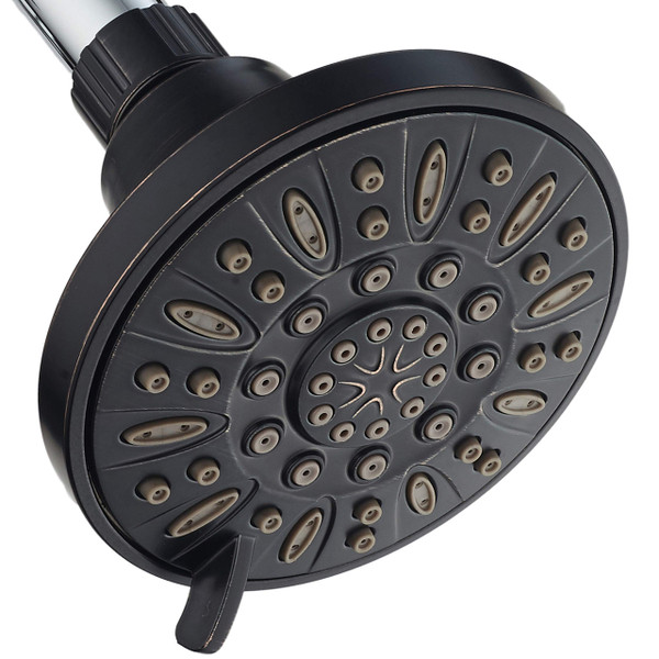 AquaDance OIL RUBBED BRONZE High Pressure 6-Setting 4" Shower Head – Angle Adjustable, Anti-Clog Showerhead Jets, Tool-Free Installation - USA Standard Certified - Top U.S. Brand