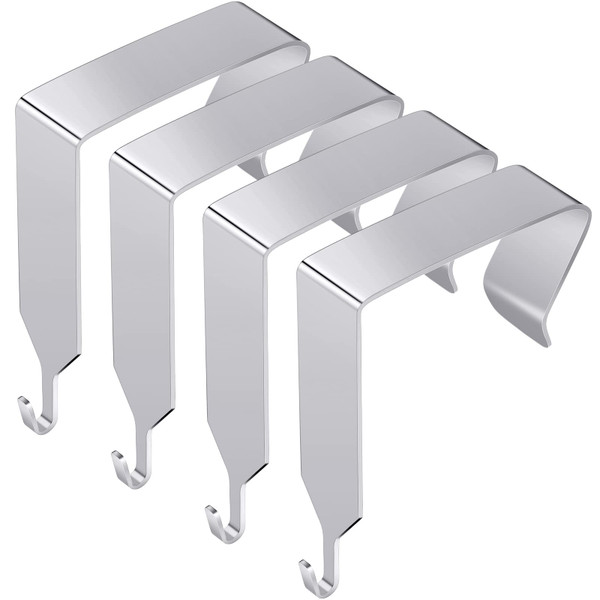 Funrous Over the Door Hook Panel Wall Metal Cubicle Picture Over Door Hanger for Clothing Mirror Hooks Office Cubicle Whiteboard Hanger(Silver,4 Pieces)