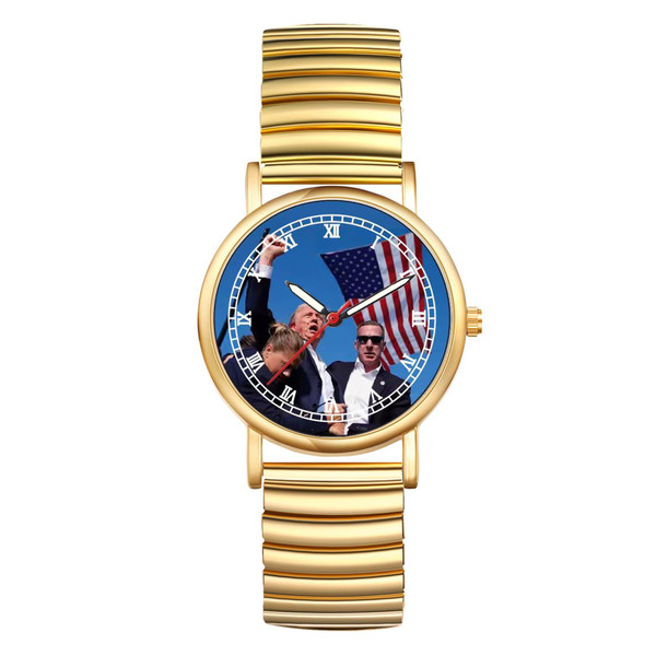 JewelryWe Men Women Elastic Watches: Round Analog Trump Dial Quartz Watch Gold Silver Plated Stretch Band Wristwatch JewelryWe Men Women Elastic Watches: Round Analog Trump Dial Quartz Watch Gold Silver Plated Stretch Band Wristwatch