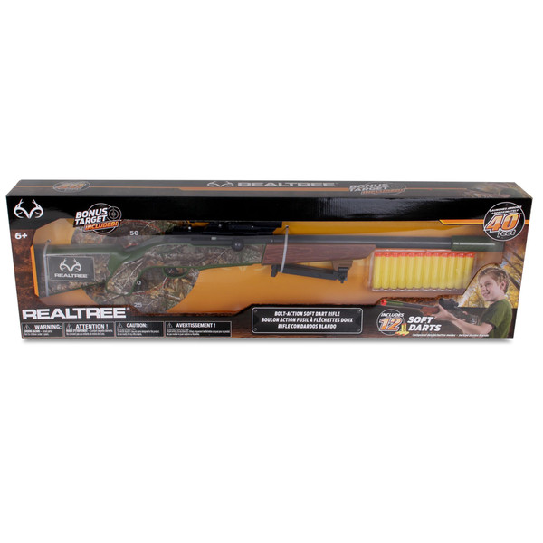 NKOK Realtree: Soft Dart Hunting Rifle - Green - Kids Toy, Bolt Action Shoots Up to 40 Feet, Includes 12 Soft Darts & Practice Target, Ages 6+