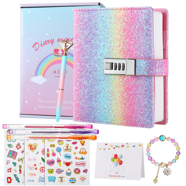 JIALILI Diary with Lock for Girls, Password Locked Journals for Teen Girls, Secret Diary Gifts for 9 10 11 12 Year Old Girls, Kids Journals Set for Ages 8-12 Teenage