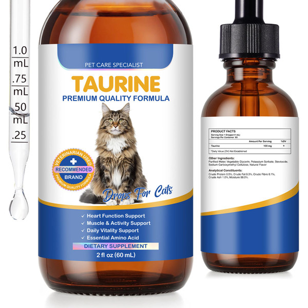 Taurine Drops for Cats for Eyesight, Heart, Muscle & Immune Support