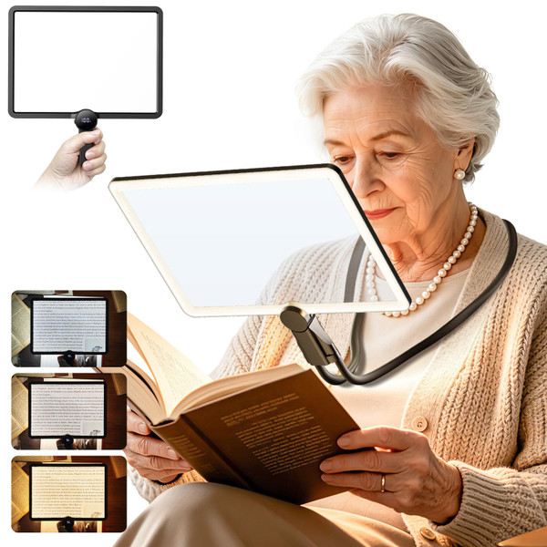 Magnifying Glass with Light for Reading, Rechargeable 5X Full Page 9.25" x 6.5" Book Magnifer Neck Wearable Hands Free & Handheld Large Lighted Desk Magnifying Glasses for Crafts Close Work