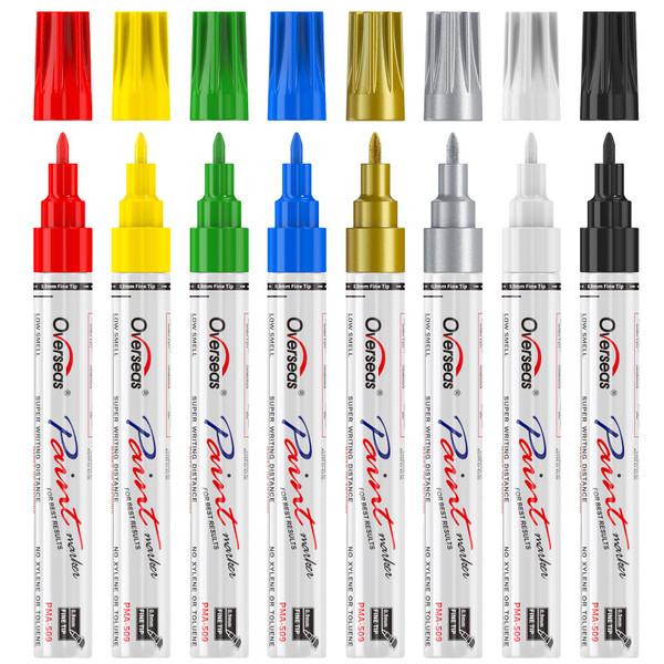 Overseas 8 Colors Oil Based Paint Markers, Fine Tip Permanent Paint Pens
