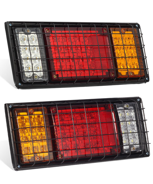 Partsam 2Pcs LED Truck Trailer Tail Lights Bar Kit 40 LED Waterproof Tail Turn Signal Brake Light Running Reverse Light with Iron Net Protection 5 Wires 10V-30V for Truck Boat Trailer UTV RV Camper