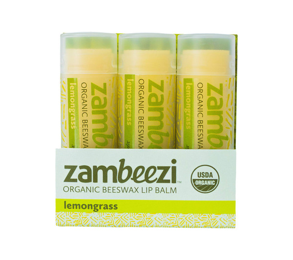 ZAMBEEZI Organic, Fair Trade Beeswax Lip Balm - Lemongrass 3 Pack - Ethically Sourced ZAMBEEZI Organic, Fair Trade Beeswax Lip Balm - Lemongrass 3 Pack - Ethically Sourced