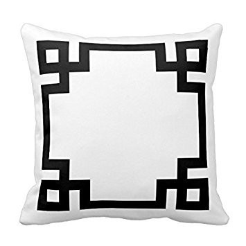 Decors Black and White Greek Key Border Throw Pillow Case Cushion Cover Home Sofa Decorative 18 X 18 Pillows