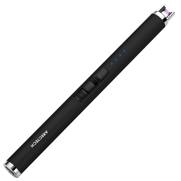 ARECTECH Rechargeable Electric Candle Lighter, Arc Plasma Windproof Lighter for Candle Kitchen Birthday, Christmas Stocking Stuffers Gifts for Mom Men Wife with Type-C Cable, Black