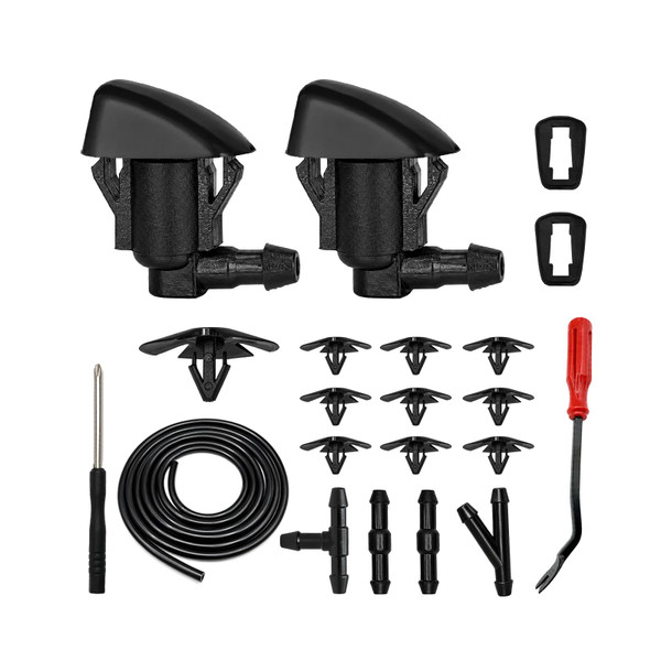 85381-AE020 Front Windshield Washer Nozzles Kit With Clips Compatible with Toyota Sienna 2004-2010 Solara 2004-2008 Replace # 85381-AE020 53326-08010