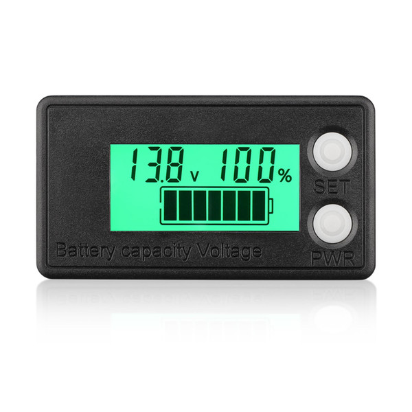 DROK Waterproof Battery Monitor 12V 24V 36V 48V 72V Battery Meter 8-100V, Capacity Tester LCD Display with Green Backlight, Fit for Car Golf Cart RV Marine