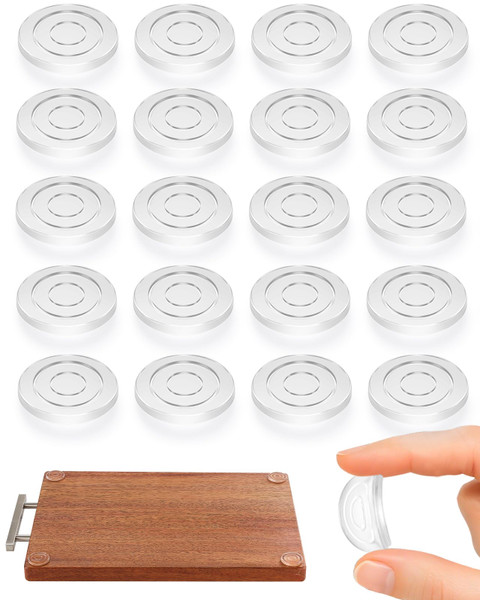 Rubber Feet for Cutting Board, 20PCS Cutting Board Feet Non Slip, 1.2 inches Clear Adhesive Silicone Rubber Feet Waterproof Reusable Round