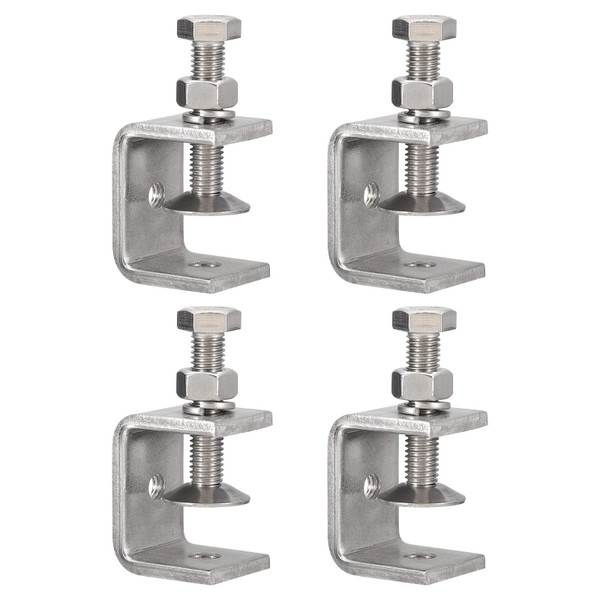Awclub 4 Pack 304 Stainless Steel C Clamps with 30mm/1.18" Stable Wide Jaw Opening Tiger Clamp for Woodworking Welding Construction Household Mount