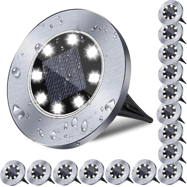 4.6 Inch Diameter Solar Ground Lights, Waterproof Solar Garden Lights, Outdoor Garden Waterproof Bright in-Ground Light, Landscape Lighting for Pathway,Yard,Lawn,Patio,Walkway (16 Pack White Light)
