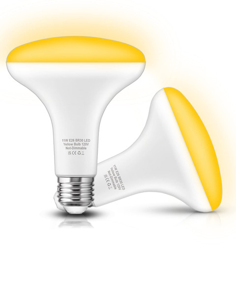 11W LED Yellow Bug Light Bulbs Outdoor, 100W Equivalent BR30 Flood Lights