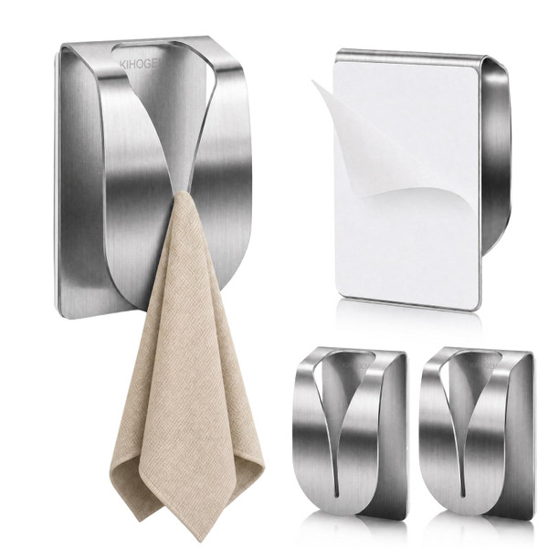 KIHOGEM 4Pcs Adhesive Kitchen Towel Holders