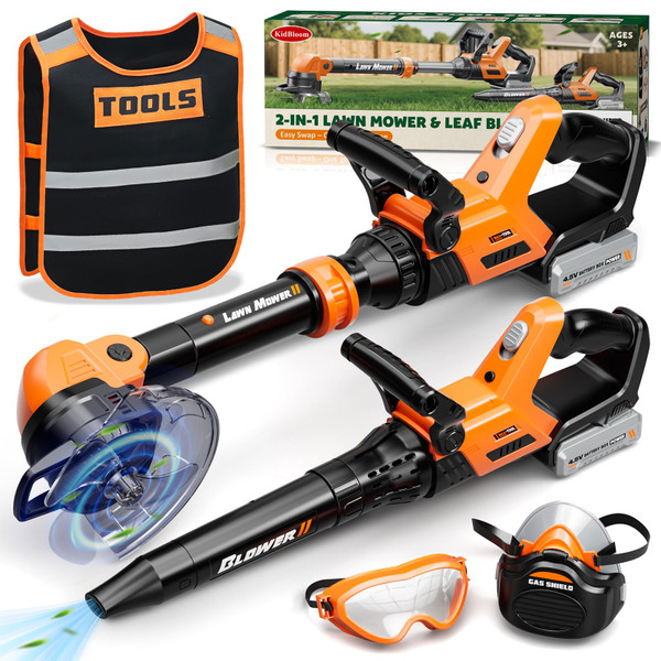 KidBloom Kids Tool Set, 2-in-1 Kids Leaf Blower & Kids Weed Wacker Toy