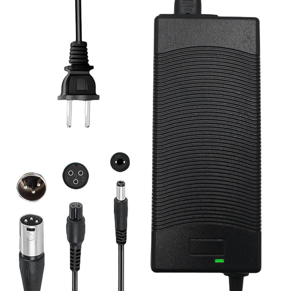 THEPRO 54.6V 2A Charger, Universal Smart Charger for 48V Li-ion Battery, with DC5.5MM Jack Connector, 3-Prong Inline Connector, 3pin XLR Plug