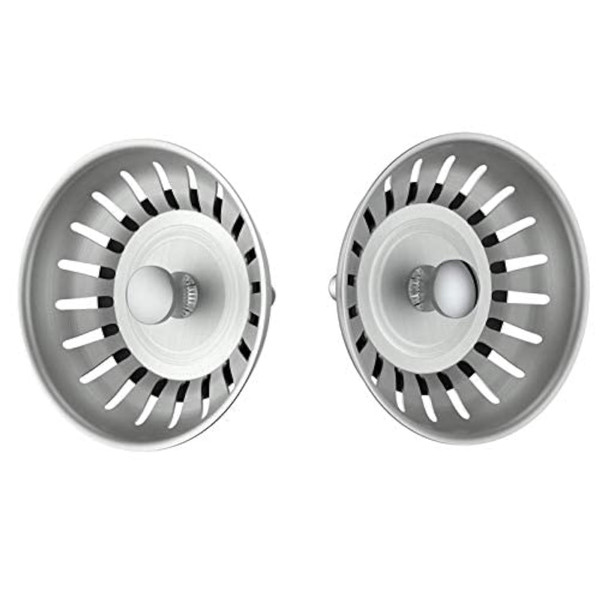 KANARY Stainless Steel Sink Strainer with Rubber Stopper(2-Pack, Stainless Steel)