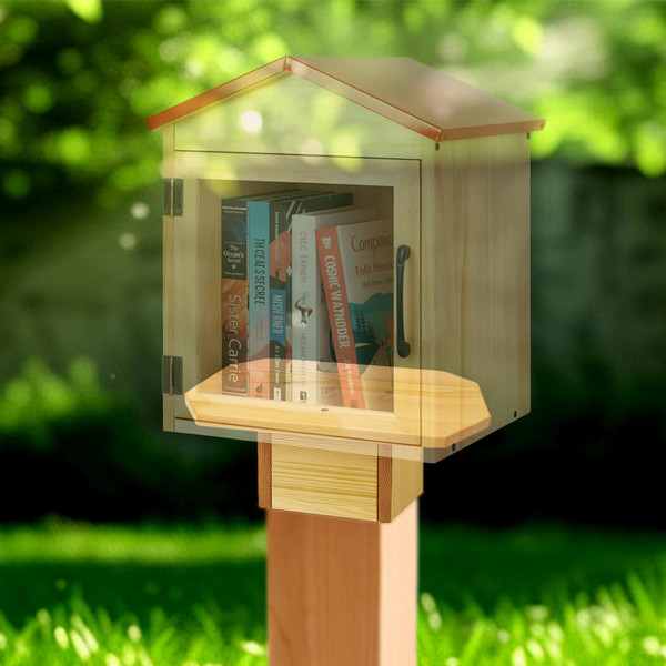MIYOLU Little Library Mount – Handcrafted Cedar Wood Bracket for Little Free Library, Weather Resistant Outdoor Book Box Support with Heavy Duty Screws, Great for Community Book Exchange DIY Projects