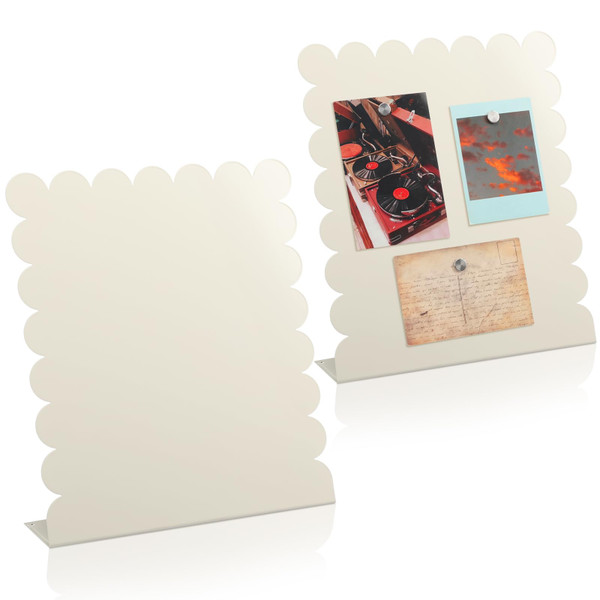 Gueevin 2 Pcs Magnet Board Magnetic Display Stand for Table, White, Medium