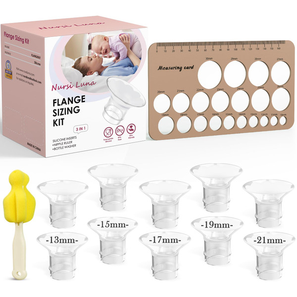 Nursi Luna Flange Sizing Kit for 24mm Breast Pumps, 10PCS