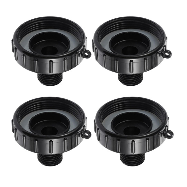 250-gallon IBC tote drain adapter, Water Hose Male Adapter for Garden Hose, Food Grade IBC Drain Adapter (2.44” Fine Thread × 3/4-inch male G-type hose， four pack)