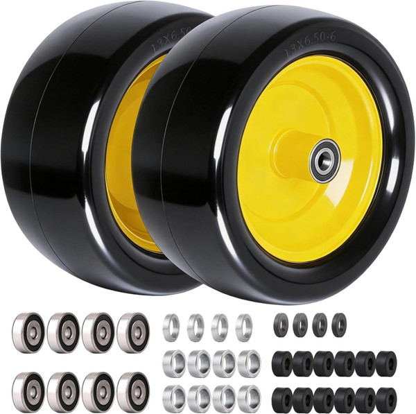 Dawpew 13x6.50-6 Lawn Mower Tires with 3/4 5/8" Bearing Solid Smooth Tires